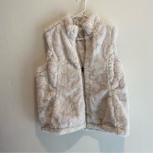 Nicole Miller Reversible Ivory Faux Fur Vest